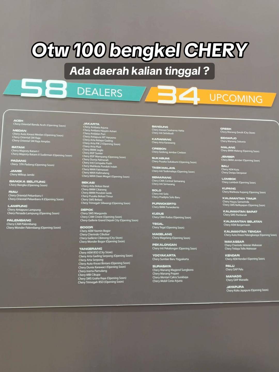OTW CEPE DEALER CHERY DI INDONESIA !! 